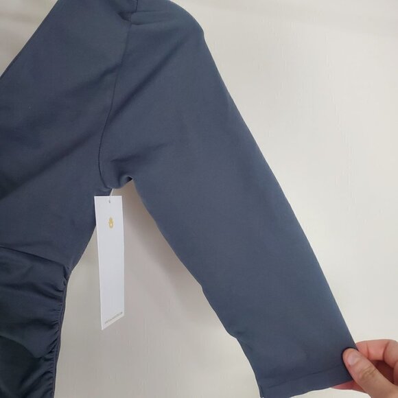 NWT Spiritual Gangster Ruched Detail V Neck Half Sleeve Top Dark Gray XS/S - Picture 8 of 12